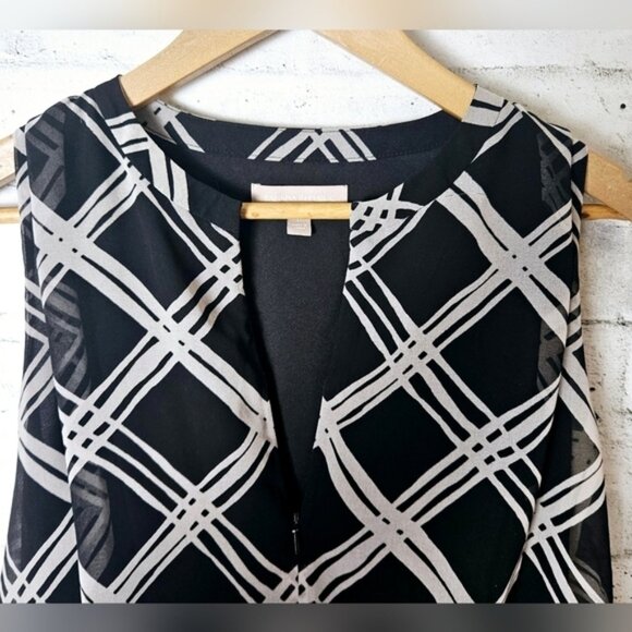 Banana Republic Chiffon Black and Grey Dress Zipper in the Front - Picture 2 of 10